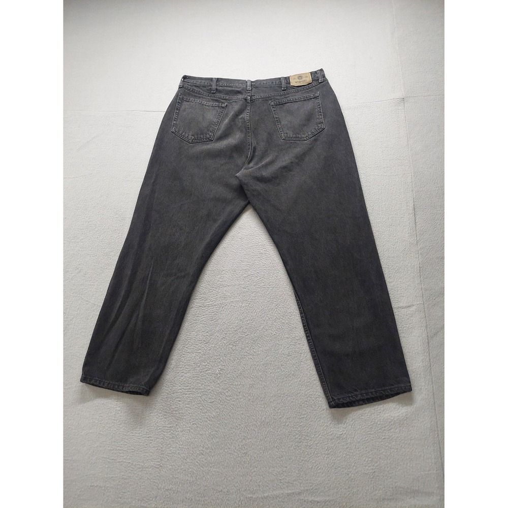 Wrangler Men Denim Jeans 42X30 Black Zip Button 5 Pockets High Rise Logo Outdoor - Picture 14 of 16